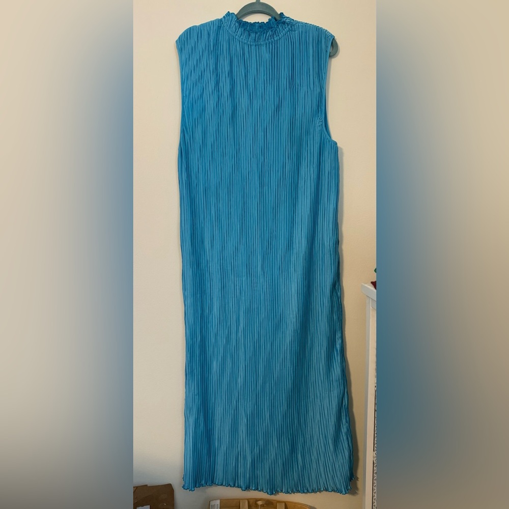 ASOS Curve Blue Pleated Maxi Dress